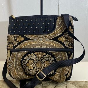 Danny K. Tapestry Black Multi Boho Embroidered Crossbody Bag